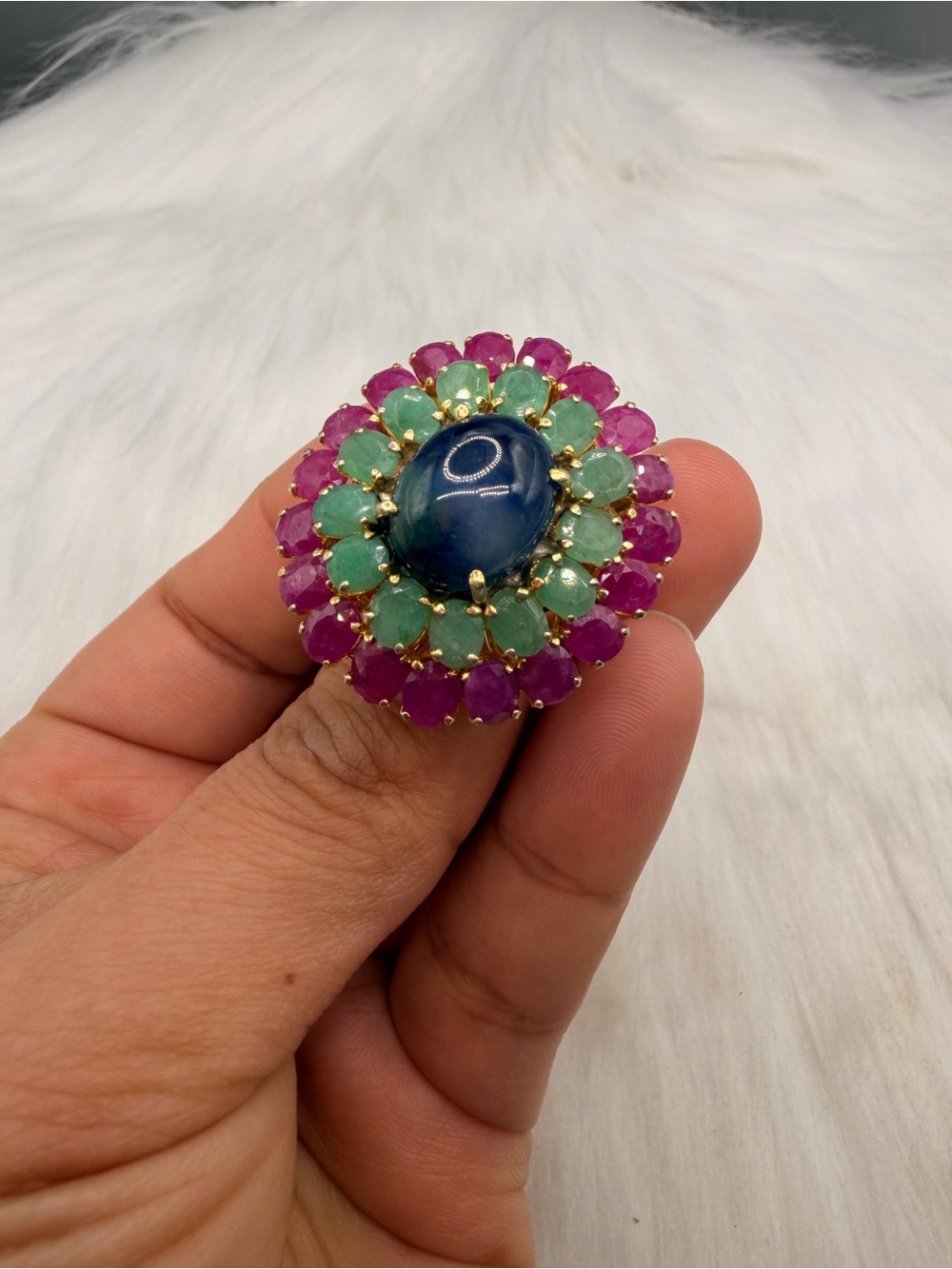 925 Sterling Silver Sapphire Emerald & Ruby Ring Size 6. - Picture 12 of 13